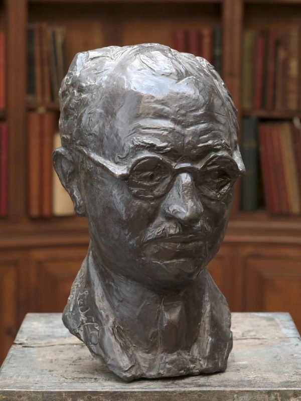 DOLF LEDEL °1893-1976 buste beeld kop, portret, gesigneerde en 1933 gedateerde sculptuur van D. Ledel, met cachet van fondeur, cire perdue, enig gekend exemplaar. H: 43 cm