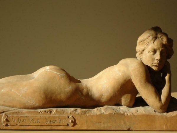 'Dolce far niente', gesigneerde terracotta, Josuë Dupon °1864-1935