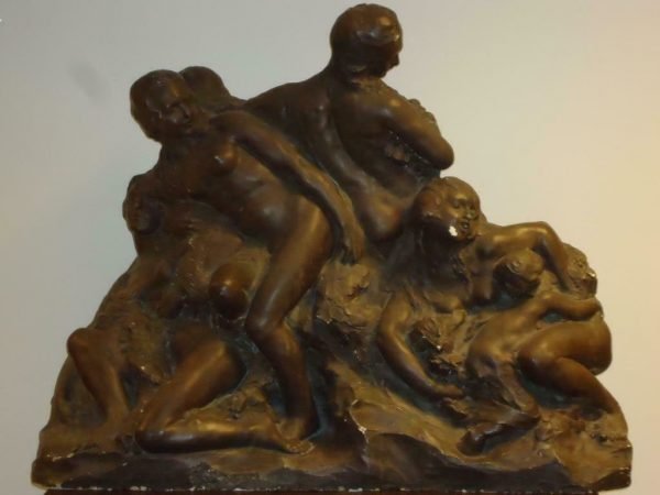 Pieter Heckers, Prijs Paul De Vigne, 1925. Grote allegorische beeldengroep, naakte bacchanten, jonge vrouwen met guirlandes.