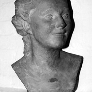 Eugène De Bremaecker °1879-1963, terracotta buste, Gesigneerde en 1938 gedateerde buste, portret van een jonge vrouw.