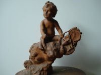 Joseph Louis Geleyn, putto rijdend op golven of wolken met een dolfijn