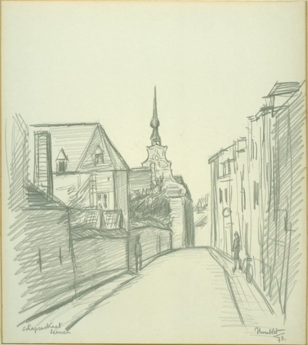 Theo Humblet, De Schapenstraat, tekening