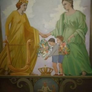 Henri QUITTELIER, studie voor fresco 'Société Philharmonique d' Uccle ...orphelins qu' elle protège'