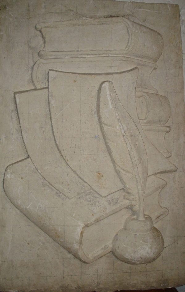 Eric WANSART, plaquette représentant La Littérature, pour le palais des Congrès, à Bruxelles.