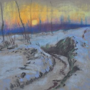 Een even indrukwekkende lucht, ofschoon bij een andere weersgesteltenis, drukt loodzwaar op het sneeuwlandschap onder haa