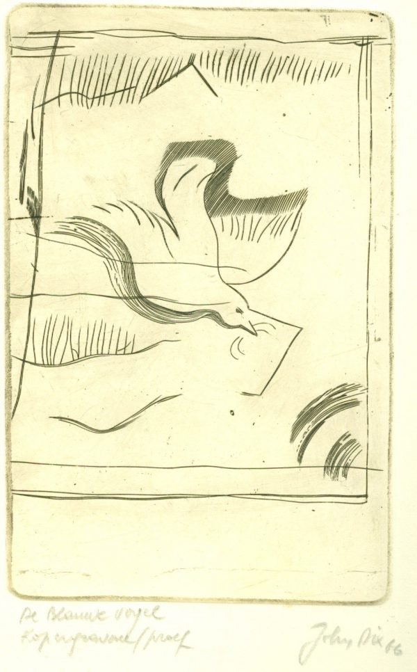 John Dix, De Blauwe vogel,  Kopergravure, proef