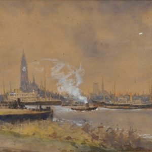 Muller, De haven van Antwerpen, '39, akwarel