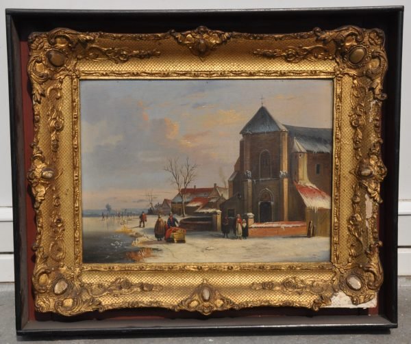 Hollands landschap, op paneel, 19de eeuw