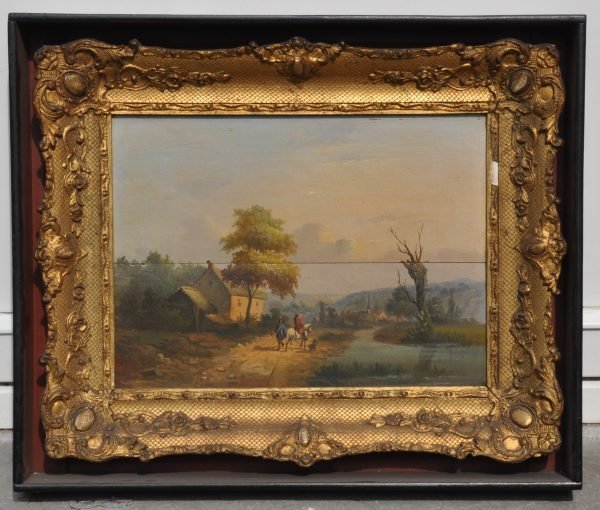 Hollands landschap, op paneel, 19de eeuw