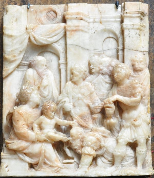 Aanbidding van de herders,  Mechelen, albast  21,5/18 cm.