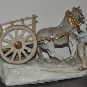 Boer met paard en kar, Royal Dux Imperial, 55/36 cm.