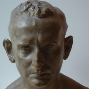 terracotta buste terre-cuite, gesigneerde sculptuur van Marcel Rau,
