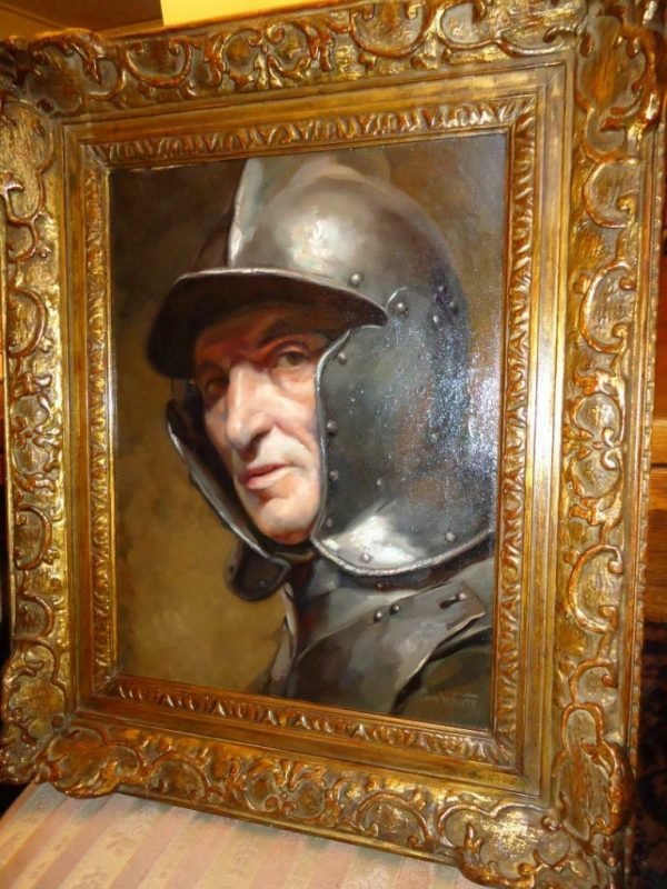 Gesigneerde olieverf op doek, Paul Wanté °1905-1981. Krachtig mannenhoofd,