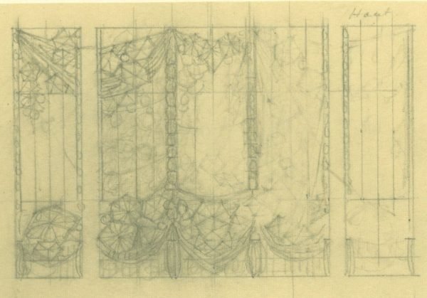 Decor vitraillier des papeteries Belgique (crayon)