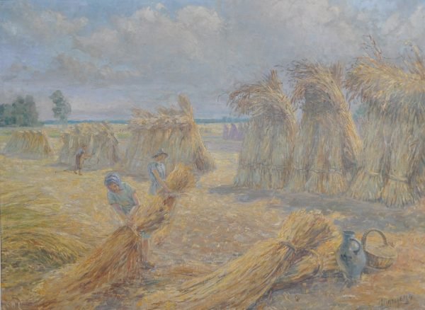 Grote olieverf op doek, gesigneerd werk van Adolf Baeyens, Eksaarde/Sint-Amandsberg
