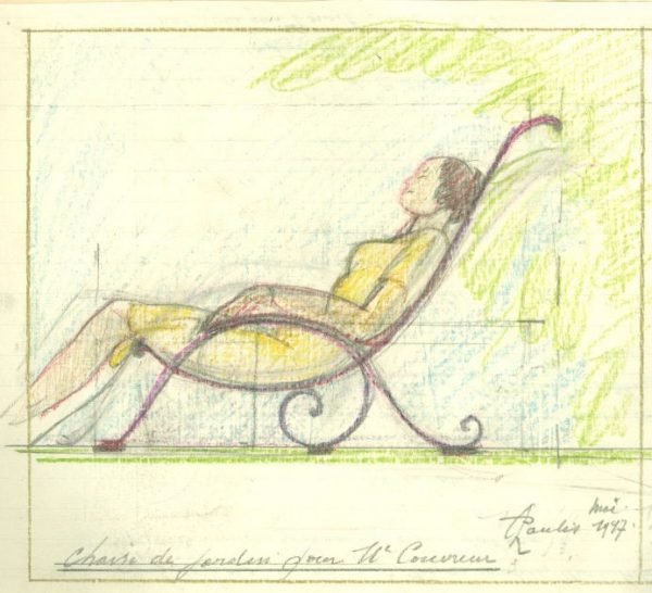 chaise de jardin pour Me Couvreur, mai 1947