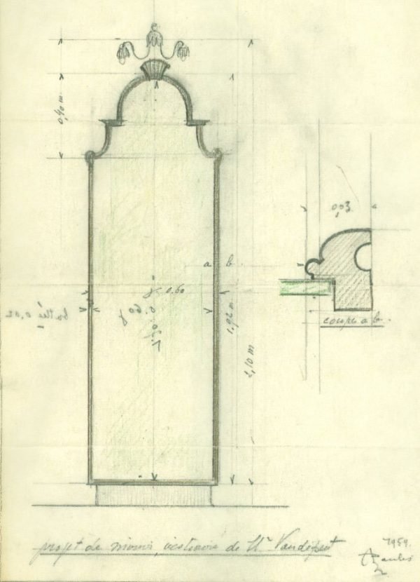 Projet de miroir, vestiaire de Mr. Vandeput 1959