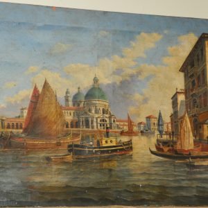 Victor Carabain: zicht op Venetië, Canal Grande, Santa Maria Maggiore en Punta della Dogana