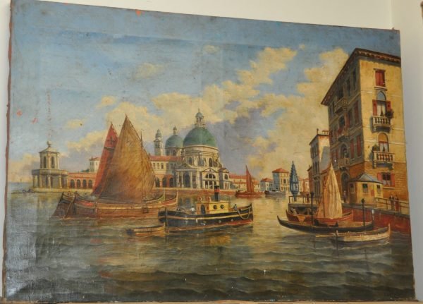 Victor Carabain: zicht op Venetië, Canal Grande, Santa Maria Maggiore en Punta della Dogana