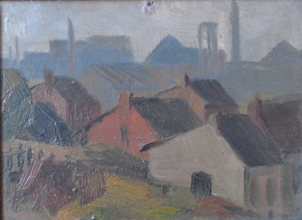 Landschap, niet gesigneerd,  Ca. 20 / 16 cm.
