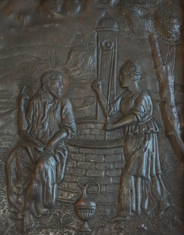 Relief in koper,  Jezus en de Samaritaanse