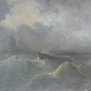 Schip in de storm, akwarel