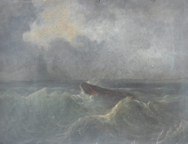 Schip in de storm, akwarel