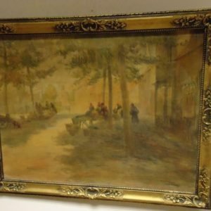 Sfeervolle olieverf op doek, de marktkraamsters, les maraichères. Gesigneerd werk van Joseph Xavier Vindevogel. Gekaderd in zijn originele antieke lijst: 80 x 64 cm