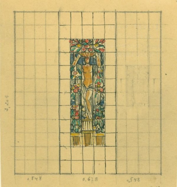 Decor des fenêtres de la galerie d’exposition du marbrier, r. Hotel des Monnaies (aquarelle)