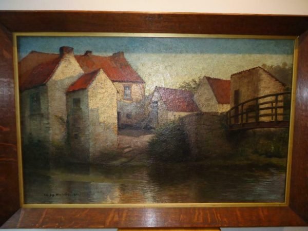 grote olieverf op doek, HST, gesigneerd & gedateerd werk van Charles Joseph Watelet °1867-1954 Verzorgd gekaderd: 91 x 61 cm; doek: 80 x 50 cm