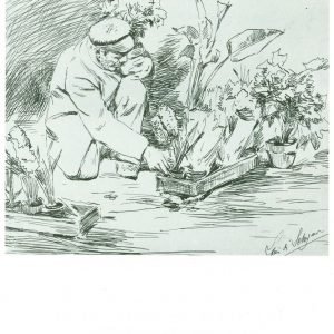 Louis de Schrijver,  Un connaissance au marché de la Madeleine, 24/23,4 cm.