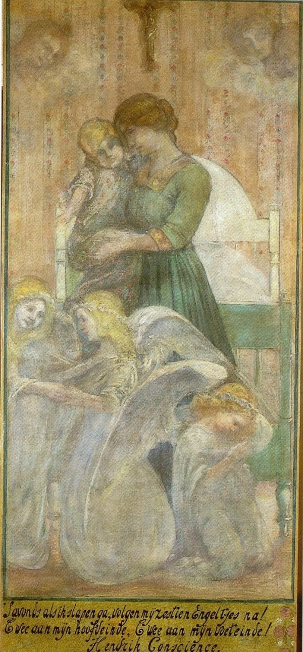 Julien Van Veegaete,  Bedtijd met tekst van Conscience,  194/88 cm.