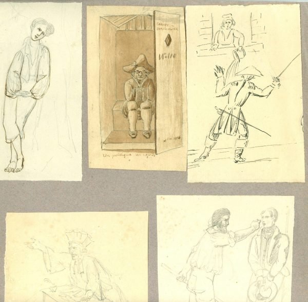 Vijf tekeningen,  Pentekening: Cabinet particulier, nr. 100.  Un politique au repos,  oct. 1826