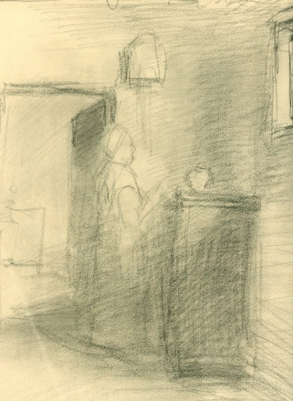 Albert Neuhuys,  tekening uit atelier,  recto, verso