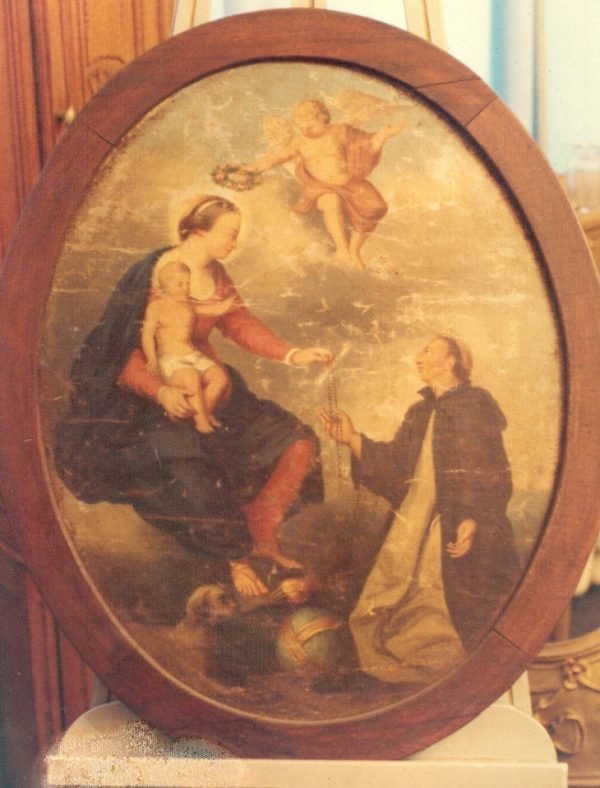 Madonna schenkt rozenkrans,  afkomstig uit vroeger museum Urselinen Overpelt