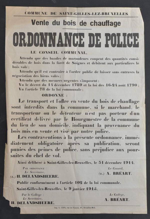 Ordonnance de Police,   Vente du bois de chauffage