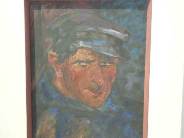 Pierre Van Humbeeck °1891-1964 (cfr. het voormalige museum Van Humbeeck-Piron, Leuven) Gesigneerd, 1927 gedateerd werk, gemengde techniek op papier, 'Le machiniste', treinbestuurder, machinist, conducteur. Dubbelzijdig werk: ook de andere zijde is beschilderd, een portret van een jong meisje niet gekaderd, zeer goede originele staat, 45 x 36 cm