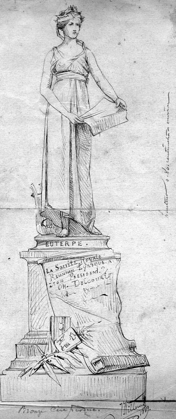 Willems, Euterpe (dessin 1889)  Bronze, H. 80 cm.