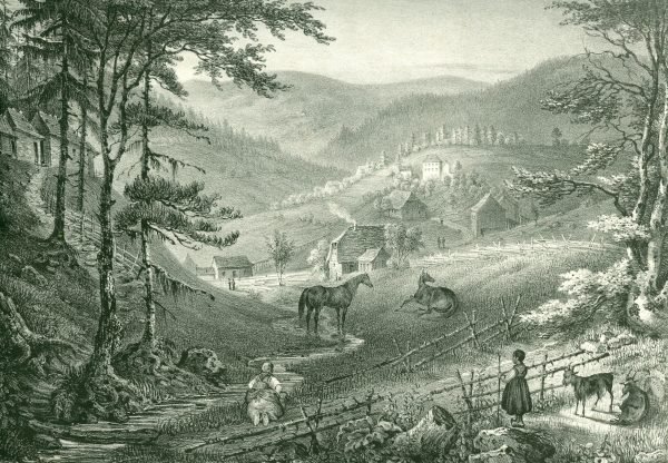 Th. Müller,  Vues du Ban de la Roche et des Environs, Scierie des bois de Strabourg au Hohwald