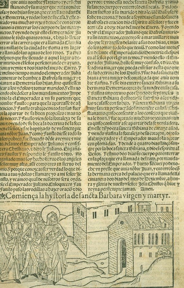 Comiença la hystoria de Sancta Barbara virgen y martyr