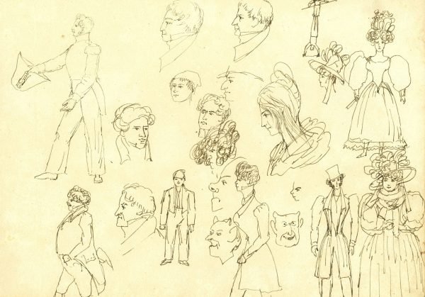 Page de croquis,  par S. G. Gavarni
