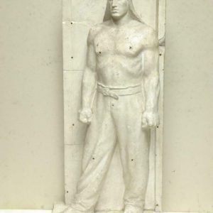 Origineel model in sculpturale gips, de oorspronkelijke studie van dokwerker, losser van boten, débardeur aan de kades. Gesigneerd enig exemplaar, pièce unique signé, ROBERT MASSART °1892-1955, ontwerp voor beeld aan de Pont des Arches, Liège/Luik. H: 63 cm