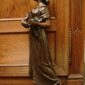 Antieke brons, ART NOUVEAU, Jugendstil sculptuur van Emile Jespers °1862-1918, vader van Oscar & Floris Jespers, Antwerpen. Antieke geut, bronze d' édtion ancienne, met stempel fondeur: Compagnie des Bronzes, BXL. groot formaat, 65 cm
