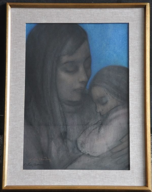 Mère et Enfant,- signé *VAN AERDEN W.* (Willem), (Heverlee 1912, Gand 2000)