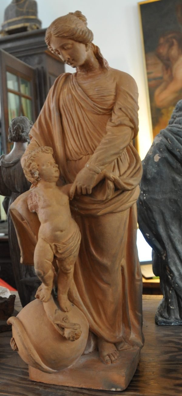 Madonna met Kind op wereldbol, terracotta, Artus Quellinus