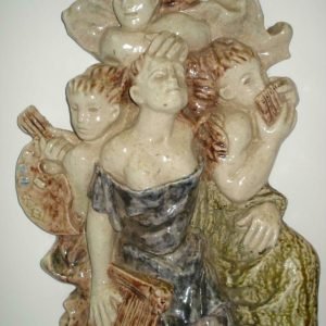 J. Rummens,uitgevoerd in de ateliers van Sint-Joris Beesel (Saint-Georges),Terraco, Apollo en de drie muzen