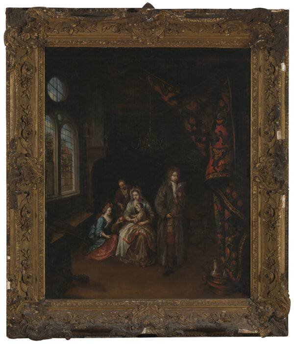 Gerard Dou, De Brief, 1663,  olieverf op doek, 78,5x 96cm,  met lijst 108/126 cm.