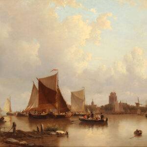 Everhardus Koster, 1817 - 1892, Zicht op Dordrecht