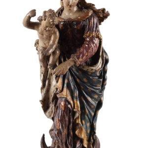 Antwerpse Madonna in terracotta, gepolychromeerd, 38 cm.