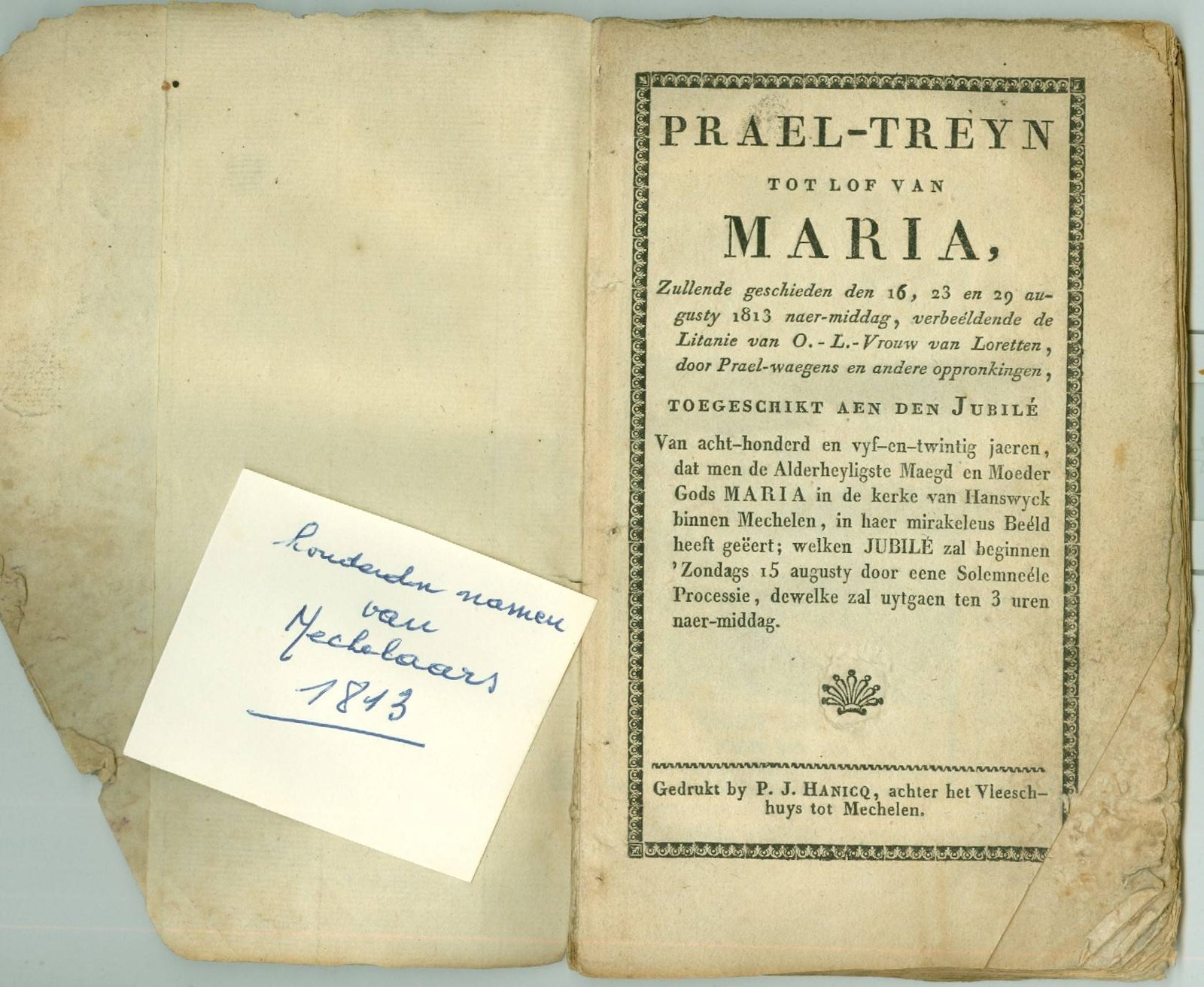 Prael-Treyn tot lof van Maria 1813